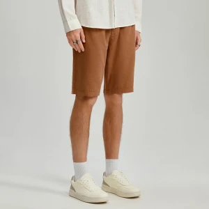 Brązowe szorty z lnem i skośnymi kieszeniami House