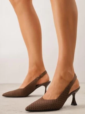 Brązowe Szpilki Eleganckie z Ażurową Cholewką Amiphe givana