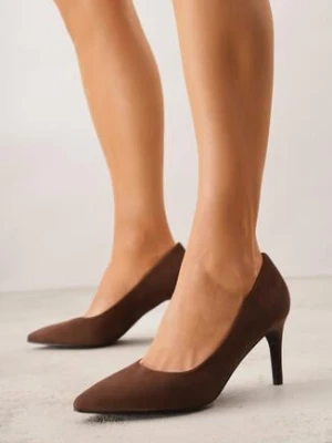 Brązowe Szpilki Vices ze Skórzaną Wkładką Cleliae