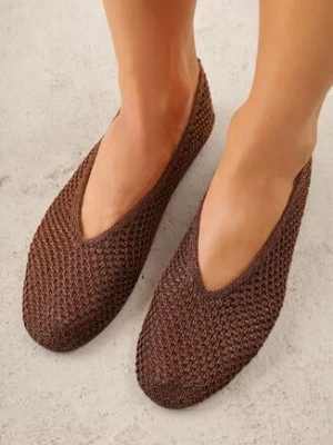 Brązowe Szydełkowe Balerinki VICES z Plecionki Wolfs