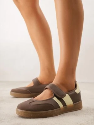 Brązowe Tenisówki Sneakeriny z Paskiem na Rzep Pirel