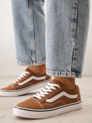 Brązowe Tenisówki Trampki pod Kostkę z Ozdobnym Paskiem Wiolana bellamila