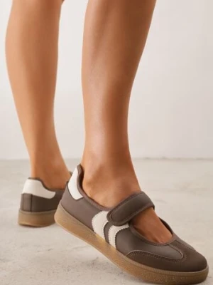 Zdjęcie produktu Brązowe Tenisówki Typu Sneakeriny Zapinane Paskiem na Rzep Gelinea