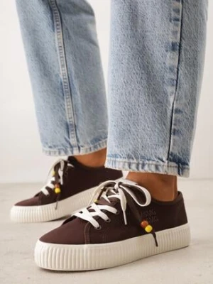 Brązowe Trampki Pod Kostkę na Grubej Podeszwie z Podwójnym Sznurowaniem Callixera msmg