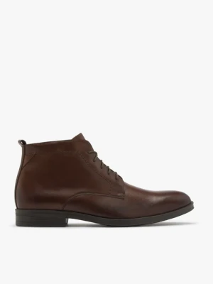 Brązowe trzewiki z przeszyciami na cholewce Ryłko