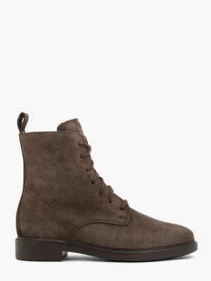 Brązowe trzewiki ze skóry welurowej Ryłko