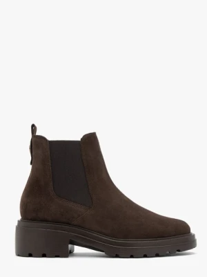 Brązowe welurowe sztyblety damskie Ryłko