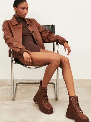 Brązowe workery na platformie CARINII B10525-113-000-000-000