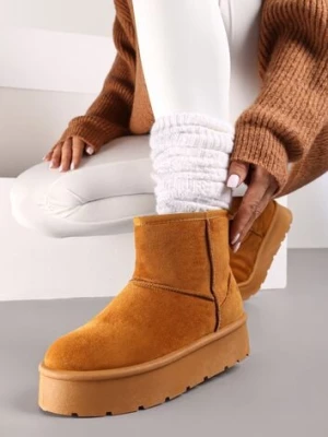 Brązowe Wsuwane Śniegowce na Gładkiej Platformie Irindara