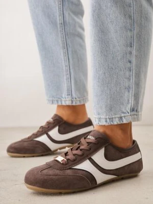 Brązowe Zamszowe Sneakersy w Stylu Kultowych Tenisówek Sorisana goodin