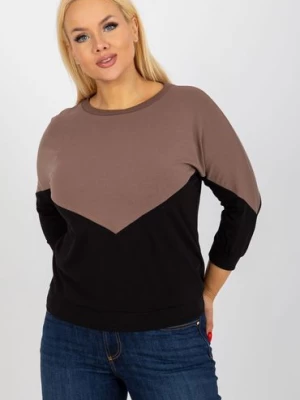 Brązowo-czarna bawełniana bluzka plus size basic