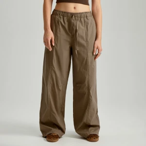 Brązowo-zielone bawełniane spodnie parachute House