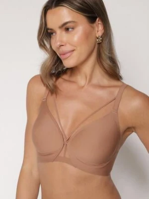 Brązowy Biustonosz z Ozdobnymi Paskami Zetessa