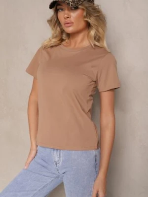 Brązowy Casualowy Bawełniany T-shirt Rivali j.style