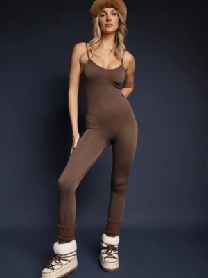 Brązowy Dopasowany Kombinezon Taliowany na Ramiączkach Nevirenes han