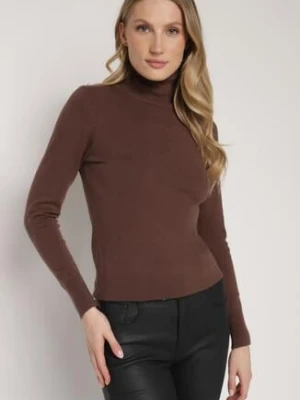 Brązowy Golf Sweter z Wiskozą i Kaszmirem Zailaya