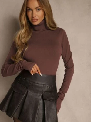 Brązowy Golf Sweterkowy z Domieszką Kaszmiru Zaivanna