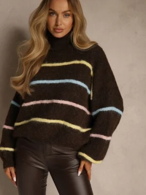 Brązowy Golf z Wełną w Paski Monallesa