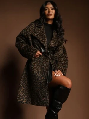 Brązowy Klasyczny Płaszcz Wiązany Paskiem w Talii Aniele ann gissy