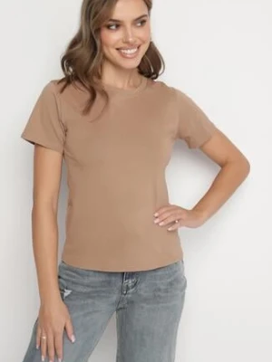 Brązowy Klasyczny T-shirt z Bawełny Lorali j.style