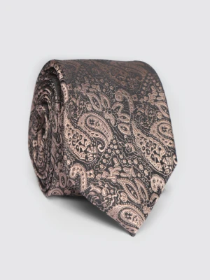 Brązowy krawat we wzór paisley 00171A80PLA Giacomo Conti