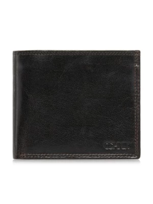 Brązowy niezapinany skórzany portfel męski OCHNIK