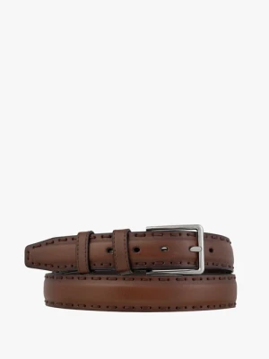 Brązowy pasek ze skóry licowej Ryłko