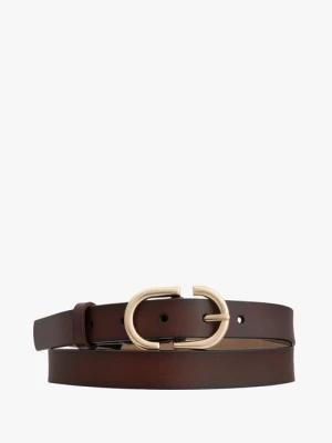 Brązowy pasek ze skóry licowej Ryłko