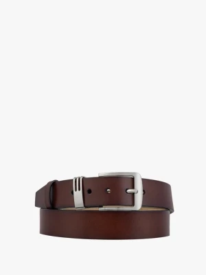 Brązowy pasek ze skóry licowej Ryłko