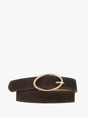 Brązowy pasek ze skóry welurowej Ryłko