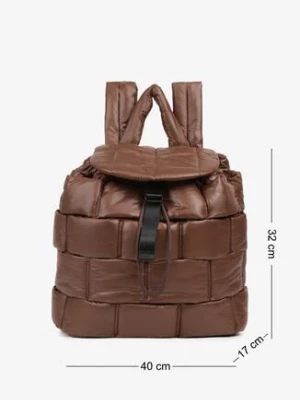 Brązowy Pikowany Plecak w Stylu Puffer z Klapą i Ściągaczem Ruvitte kassandra