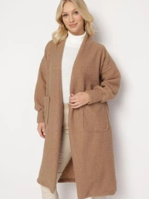 Brązowy Płaszcz Boucle Niezapinany Zopho j studio