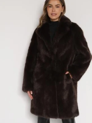 Brązowy Płaszcz Futerko o Długim Kroju Otirena ann gissy