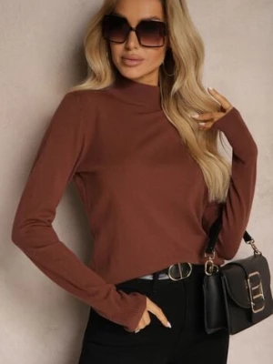 Brązowy Półgolf o Klasycznym Fasonie z Kaszmirem i Wiskozą Zailana tandem