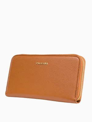 Brązowy portfel damski z miejscem na telefon Puccini