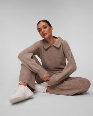 Brązowy sweter kaszmirowy damski Johnstons of Elgin