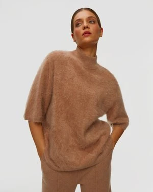 Brązowy sweter kaszmirowy damski Kujten Teefu Fluffy