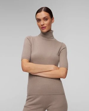 Brązowy sweter kaszmirowy z golfem damski Allude