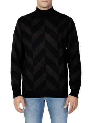 Brązowy Sweter z Geometrią i Golfem Antony Morato