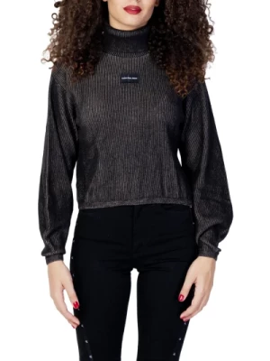 Brązowy Sweter z Wysokim Kołnierzem Calvin Klein Jeans