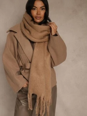 Brązowy Szalik Ozdobiony Frędzlami Owedela