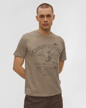 Brązowy T-shirt Męski Aeronautica Militare