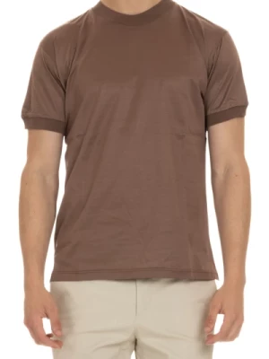 Brązowy T-shirt Polo z bawełny merkantylizowanej Tagliatore