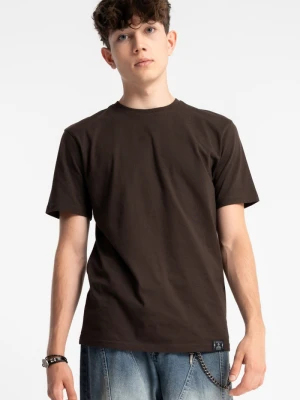 Brązowy t-shirt REGULAR bez nadruków Reporter