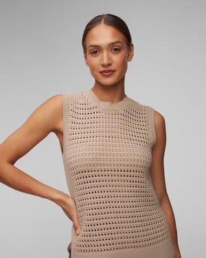 Brązowy Top Dzianinowy Damski Varley Darin Longline Knit Tank