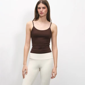 Brązowy top na cienkich ramiączkach House