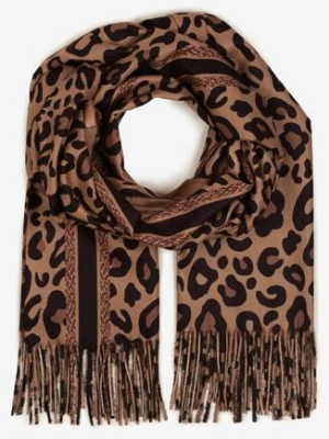 Brązowy Wiskozowy Szalik Ozdobiony Frędzlami Siathara