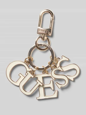 Brelok do kluczy z detalem z logo Guess Złamany biały