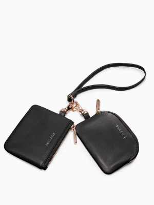 Brelok z saszetkami ze skóry naturalnej czarny Puccini