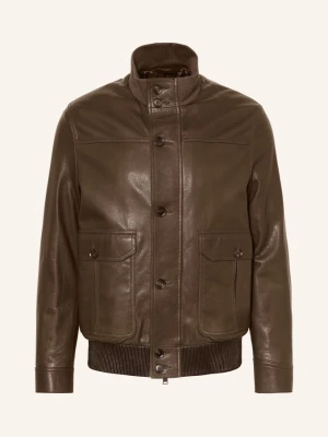 Brioni Skórzana Bomberka The 75th Blouson gruen CIEMNOBRĄZOWY